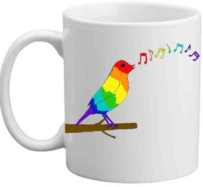 

Raj Laxmi Musical Bird White Ceramic Mug(350 ml)