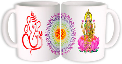 

PhotogiftsIndia ganesh lakshmi om Ceramic Mug(350 ml, Pack of 2), Multicolor