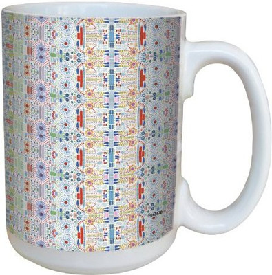 

Tree-Free Greetings Greetings lm43628 Folksy Embroidered Ribbon by Shell Rummel Ceramic with Full-Sized Handle, 15-Ounce, Multicolored Ceramic Mug(60 ml), Multicolor