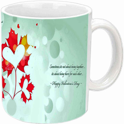 

Raj Laxmi Heart leaves valentine white Ceramic Mug(361 ml)