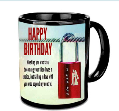 

Raj Laxmi Nice Quote & Design Happy B'day Black Ceramic Mug(3.5 ml)
