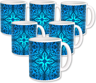 

Heyworlds Gifts for Pattern Design set of six 01 Ceramic Mug(325 ml, Pack of 6), Multicolor