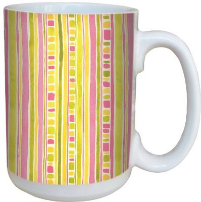 

Tree-Free Greetings Greetings 79257 Squares and Stripes by Debbie Mumm Ceramic with Full-Sized Handle, 15-Ounce Ceramic Mug(60 ml), Multicolor