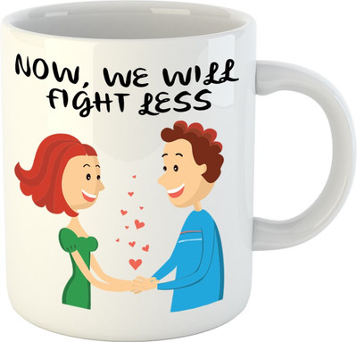 

HuppmeGit We Will Fight Less Know White Ceramic Mug(350 ml)