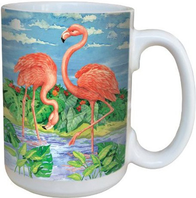 

Tree-Free Greetings Greetings lm43395 Tropical Flamingos by Paul Brent Ceramic with Full-Sized Handle, 15-Ounce Ceramic Mug(60 ml), Multicolor