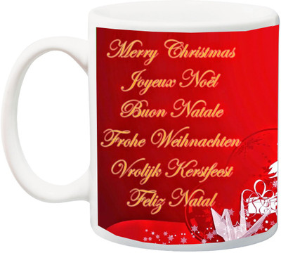 

ME&YOU Gift For family/Relative/friend; Merry Christmas red printed Ceramic Mug(325 ml), Multicolor