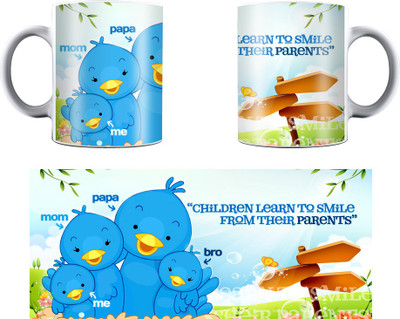 

Presto Happy Parents Day Gift for MOM & DAD Ceramic Mug(330 ml, Pack of 2), White