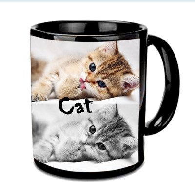 

Raj Laxmi Cute cat black Ceramic Mug(350 ml)