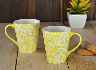 

Buono Casa NBE MM 15 Porcelain Mug(325 ml, Pack of 2), Green