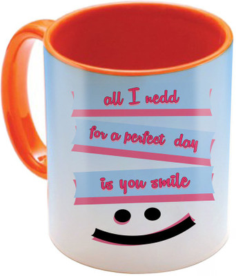 SKY TRENDS Valentine Gift for Girlfriend Love Printed I Love U Forever Perfect for Her Him Wife Fiance Anniversary And Birthday STGD227 Ceramic Mug(325 ml), Orange