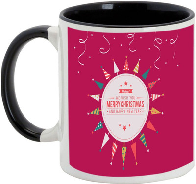 AllUPrints Christmas Collection Ceramic Mug(325 ml), Black