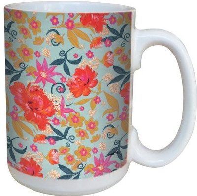 

Tree-Free Greetings Greetings lm43719 Aqua Floral Pattern by Nel Whatmore Ceramic, 15-Ounce Ceramic Mug(60 ml), Multicolor