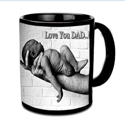 Raj Laxmi Love You Dad Multicolor Ceramic Mug(350 ml), Black