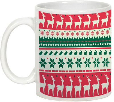

AllUPrints Royal Christmas Stag Ceramic Mug(325 ml), White