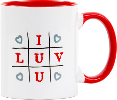 Floweraura Tic Tac Toe Ceramic Mug(350 ml), Multicolor