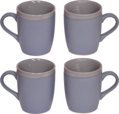 

Elite Handicrafts Coffee_Mugs_12 Ceramic Mug(300 ml, Pack of 4), Blue;grey