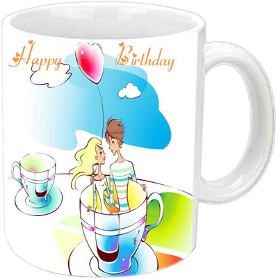

Raj Laxmi Tea Pot Design Happy B'day White Ceramic Mug(3.5 ml)