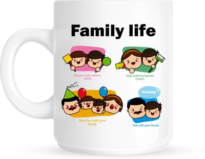 

HuppmeGift Family Life White Ceramic Mug(350 ml)
