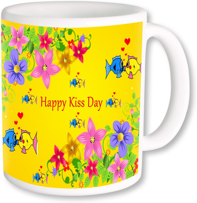 

PhotogiftsIndia Happy Kiss Day Fish Ceramic Mug(325 ml), Multicolor