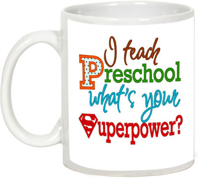 

AllUPrints Super Teachers Ceramic Mug(325 ml), White