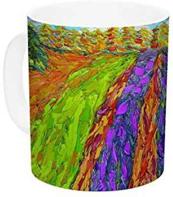 

Kess InHouse InHouse Jeff Ferst Flowers in The Field Orange Purple Ceramic Coffee, 11 oz, Multicolor Ceramic Mug(60 ml)