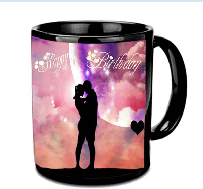 

Raj Laxmi loving couple lovers b'day black mug Ceramic Mug(350 ml)