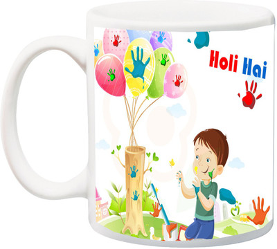 

ME&YOU Gift for Holi;holee hai colorful 3D Prin Ceramic Mug(325 ml), Multicolor