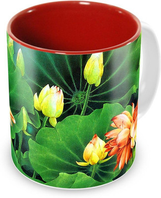 

Tuelip Beautiful Chinese Painting Lotus Pattern Ceramic Mug(350 ml), Multicolor