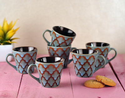 

Buono Casa SWCM714 Porcelain Mug(200 ml, Pack of 6), Blue