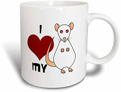 

3dRose mug_10809_1 Love My Rat White Ceramic, 11-Ounce Ceramic Mug(60 ml)