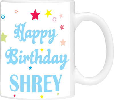

Simbright shrey birthday blue Ceramic Mug(350 ml), White