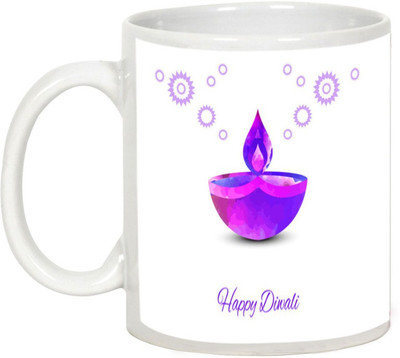 

AllUPrints Gifts For Diwali - Enjoy Deepawali Responsibly Ceramic Mug(325 ml), White