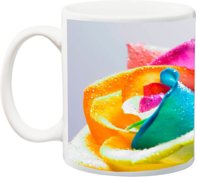 

ME&YOU Gift For Holi;happy Holy colorfull roses Printed Ceramic Mug(325 ml), Multicolor