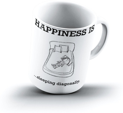 

Ucard Happiness Is1387 Bone China, Ceramic, Porcelain Mug(325 ml), Multicolor