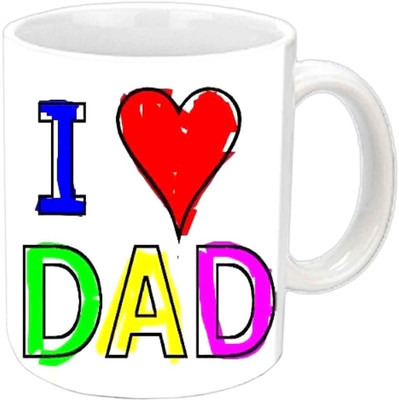 

Raj Laxmi I Love dad With Colorful Fonts White Ceramic Mug(350 ml)