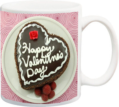 

ME&YOU Gift for Husband/Wife/Boyfriend/Girlfriend/lover;Happy Valentine's Day Cake Printed Ceramic Mug(325 ml), Multicolor