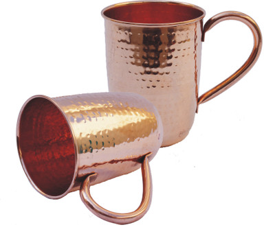 

Veda Home & Lifestyle Copper Hammered Set Copper Mug(800 ml, Pack of 2), Brown