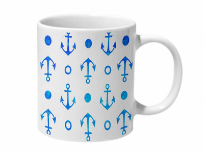 

Mooch Wale Anchor Pattern Art Ceramic Mug(325 ml), Multicolor