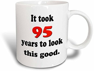 

3dRose It Took Ninety Five Years To Look This Good, Red Ceramic, 15 oz, White Ceramic Mug(60 ml)