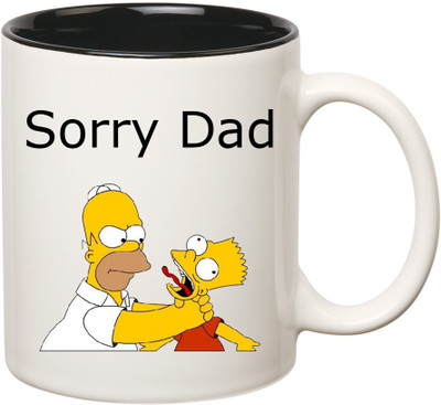 

HuppmeGift Sorry Dad Inner Black Ceramic Mug(350 ml), Black;white