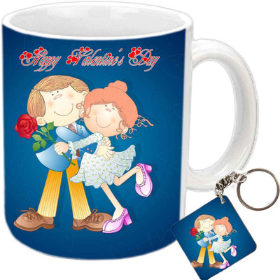 

Raj Laxmi Valentine hug couple white Ceramic Mug(409 ml)