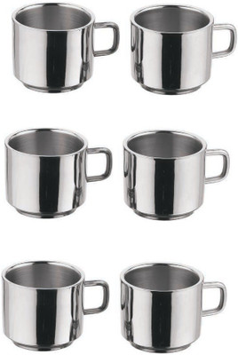 

Shreepal tea mirror finishing cups Stainless Steel(Silver, Pack of 6)