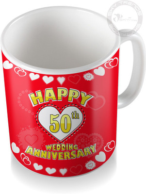 

SKY TRENDS 50th Happy Wedding Anniversary Coffee Ceramic Mug(320 ml), White