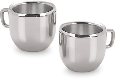 

Marvel Double wall cute Stainless Steel Mug(200 ml, Pack of 2), Silver