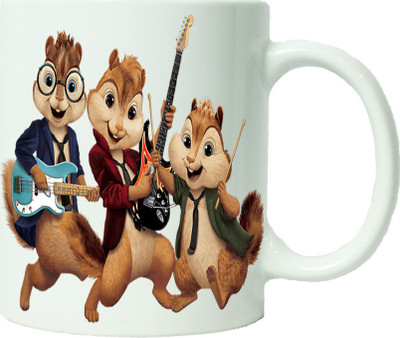 

Maison N Mode Chipmunks With Guitar Coffee Ceramic Mug(330 ml), Multicolor