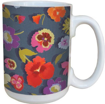 

Tree-Free Greetings Greetings lm43739 Secret Garden Floral on Denim by Nel Whatmore Ceramic, 15-Ounce Ceramic Mug(60 ml), Multicolor