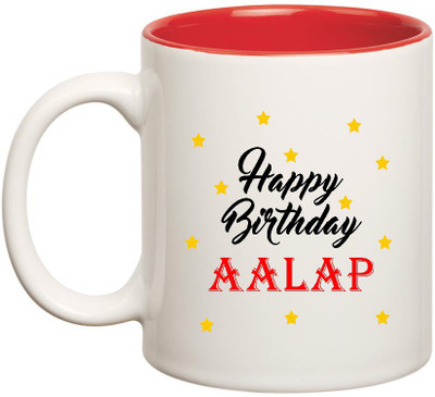 

HuppmeGift Happy Birthday Aalap Inner Red Ceramic (350ml) Ceramic Mug(350 ml), Red;white
