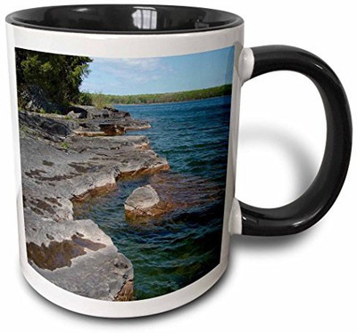 

3dRose Presque Isle Shoreline At Lake Superior Two Tone Black, 11 oz, Black/White Ceramic Mug(60 ml), Multicolor
