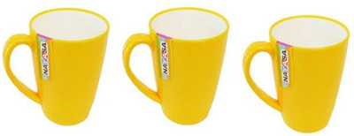 Nayasa angled Plastic Mug(400 ml, Pack of 3), Yellow