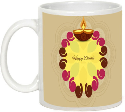

AllUPrints Gifts For Diwali - Enjoy Deepawali With Sweets And Crackers Ceramic Mug(325 ml), White